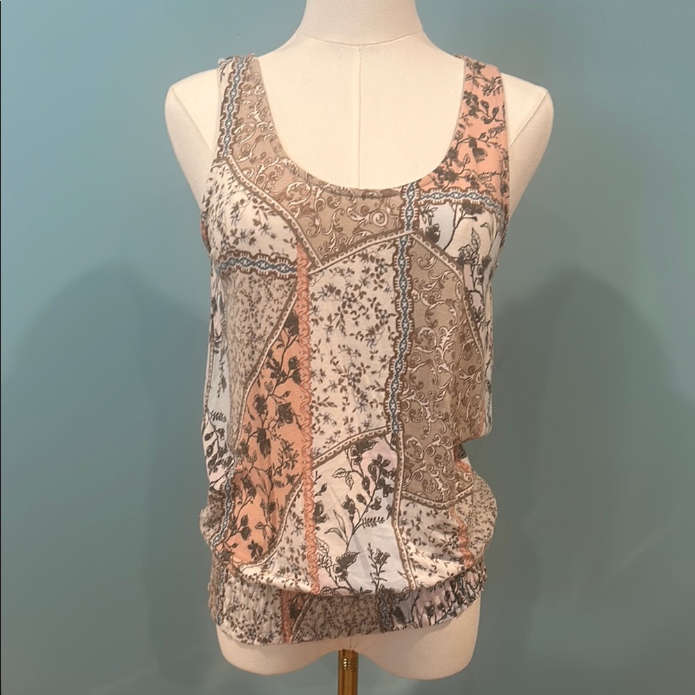 Sexy Open Back Floral Patchwork Tank Top